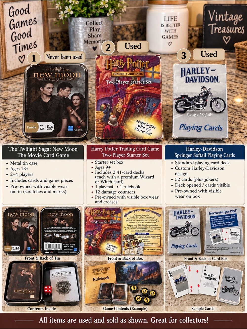 3 set-Harry PotterTrading Card Game,New Moon,Harley Davidson